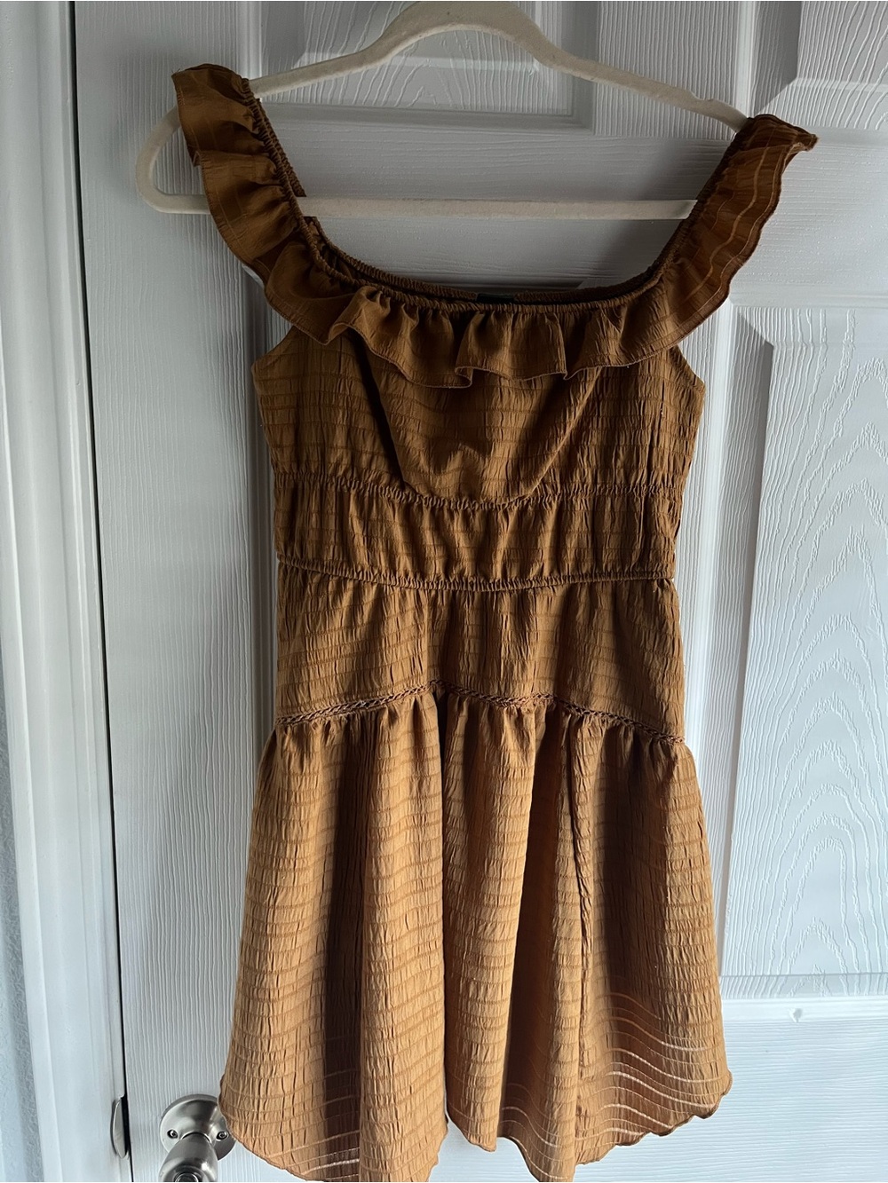 Ruffle-Trim Brown Sundress